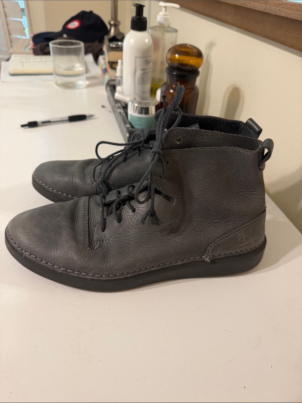 Clarks Women's Gray Lace-Up Leather Boots - Picture 2 of 5